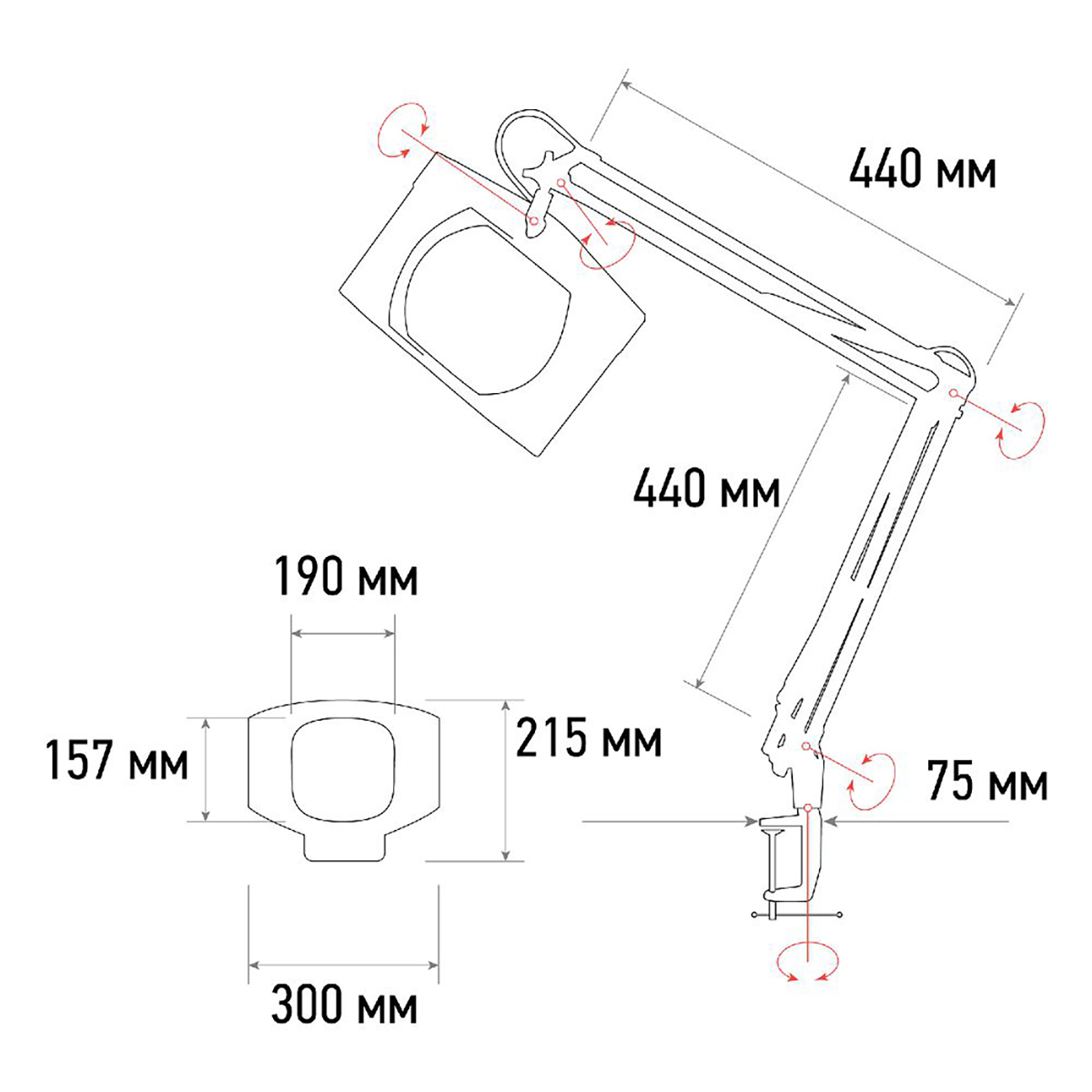 Лупа Rexant 5D, с подсветкой 60 SMD LED (31-0513)