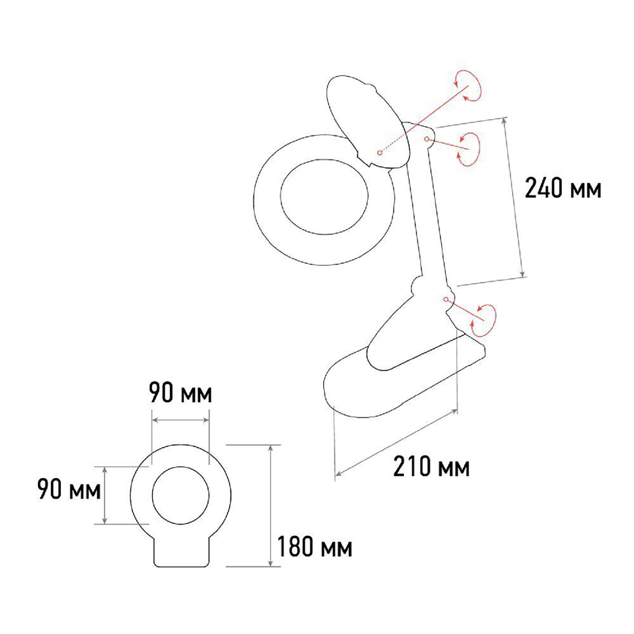 Лупа Rexant Настольная 3D+12D с подсветкой (31-0242)
