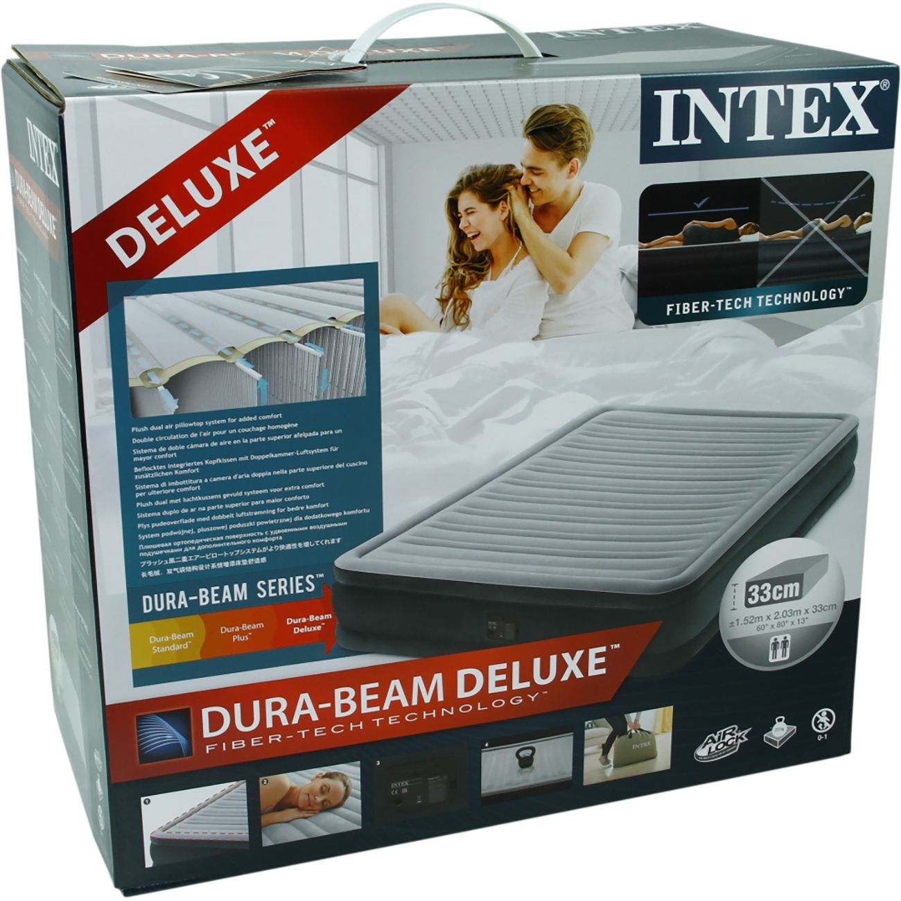 Надувной матрас со встроенным насосом Intex COMFORT-PLUSH MID RISE 152х203х33см (67770)