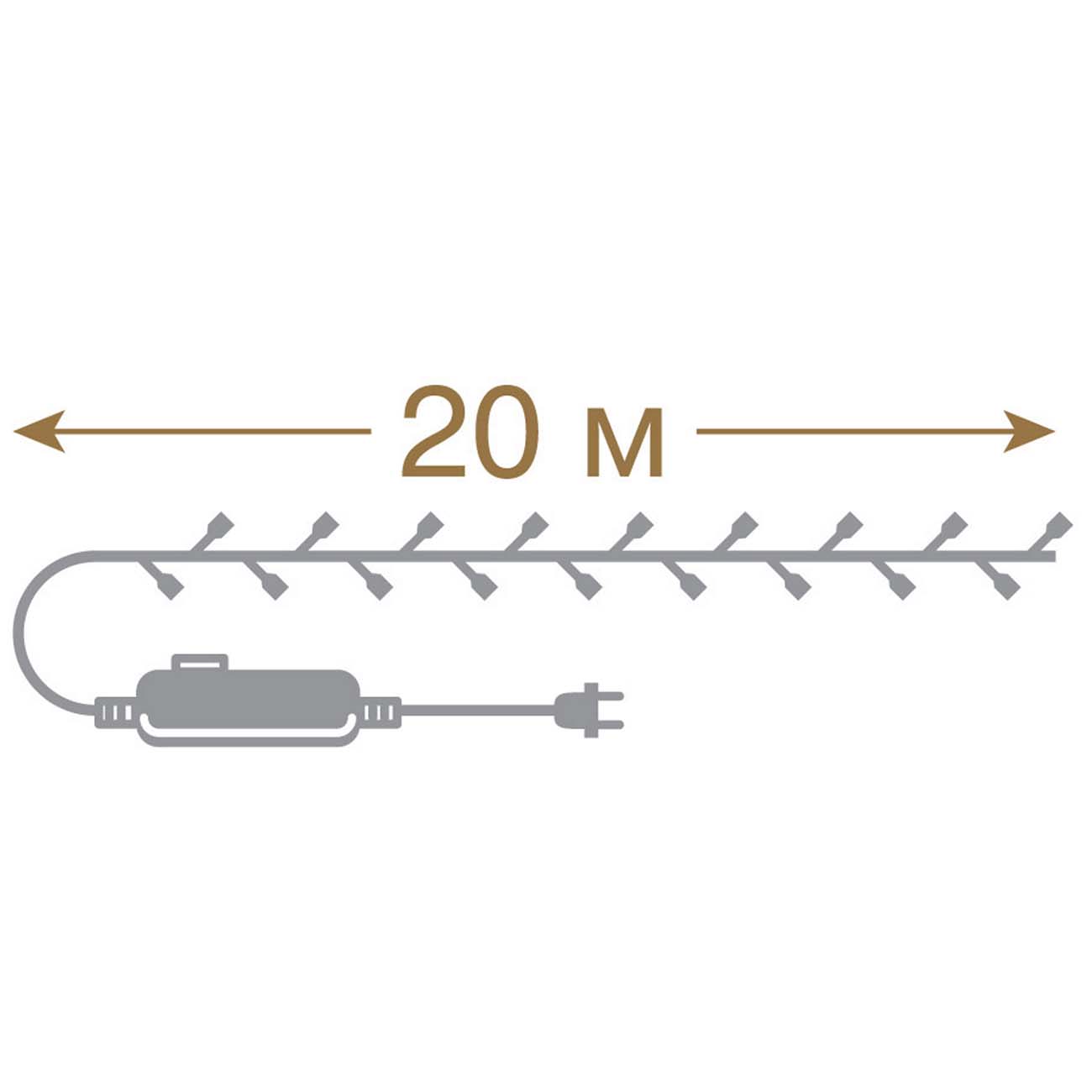 Гирлянда светодиодная Vegas Нить 200 разноцветных LED ламп, 20 м, 220V/20