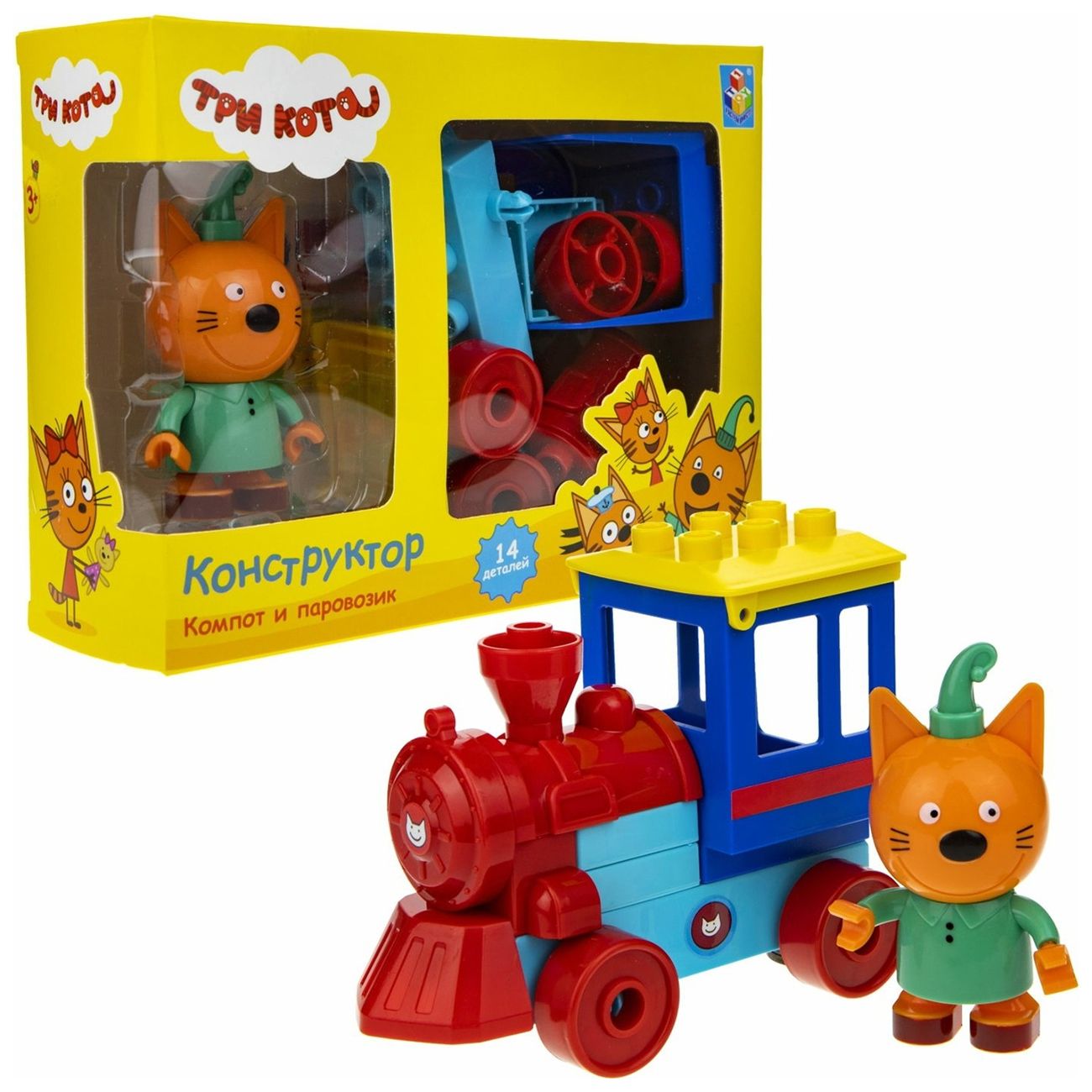Конструктор детский Три Кота Компот и паровозик, 14 эл. (Т20771)