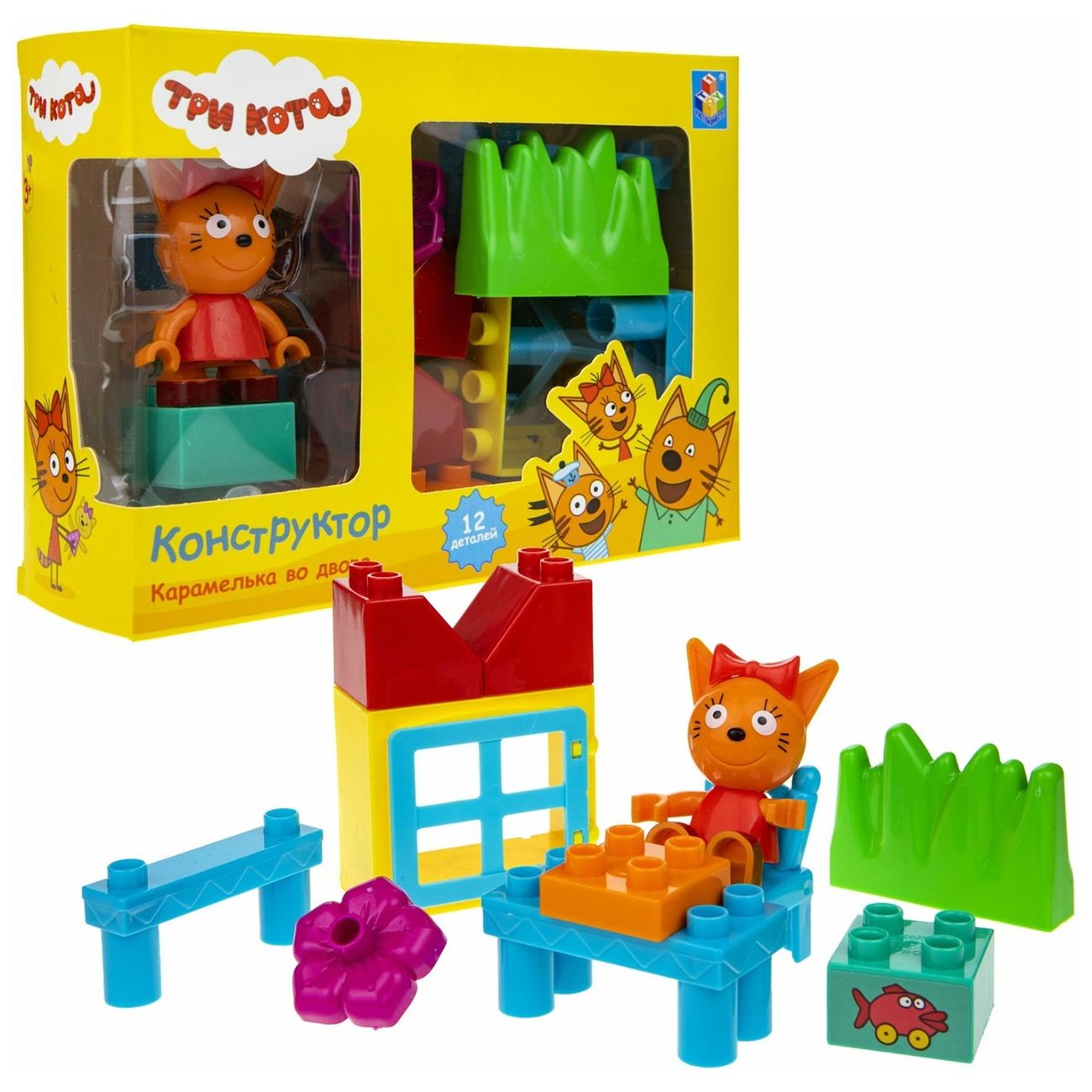 Конструктор детский Три Кота Карамелька во дворе, 12 эл. (Т20766)