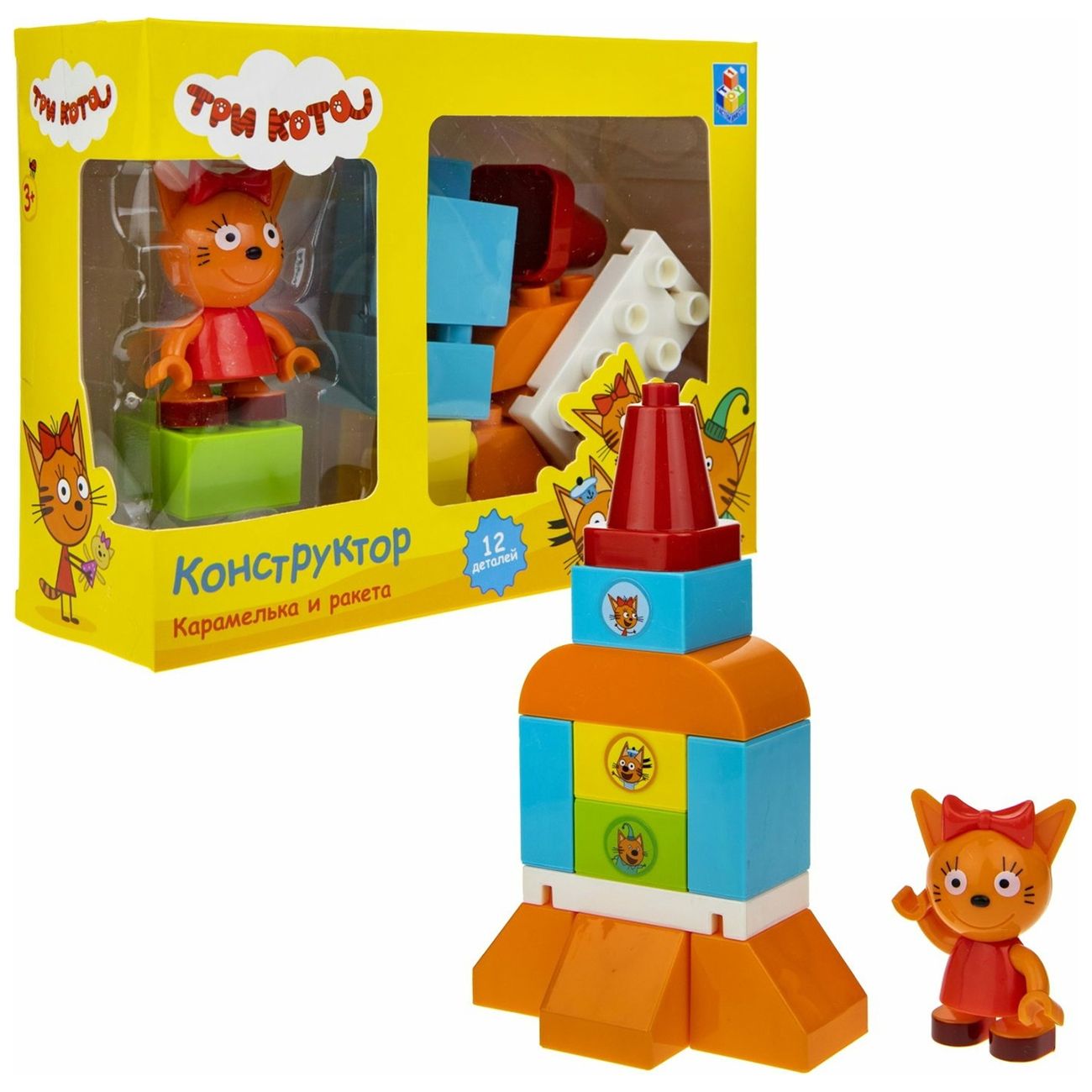 Конструктор детский Три Кота Карамелька и ракета, 12 эл. (Т20769)