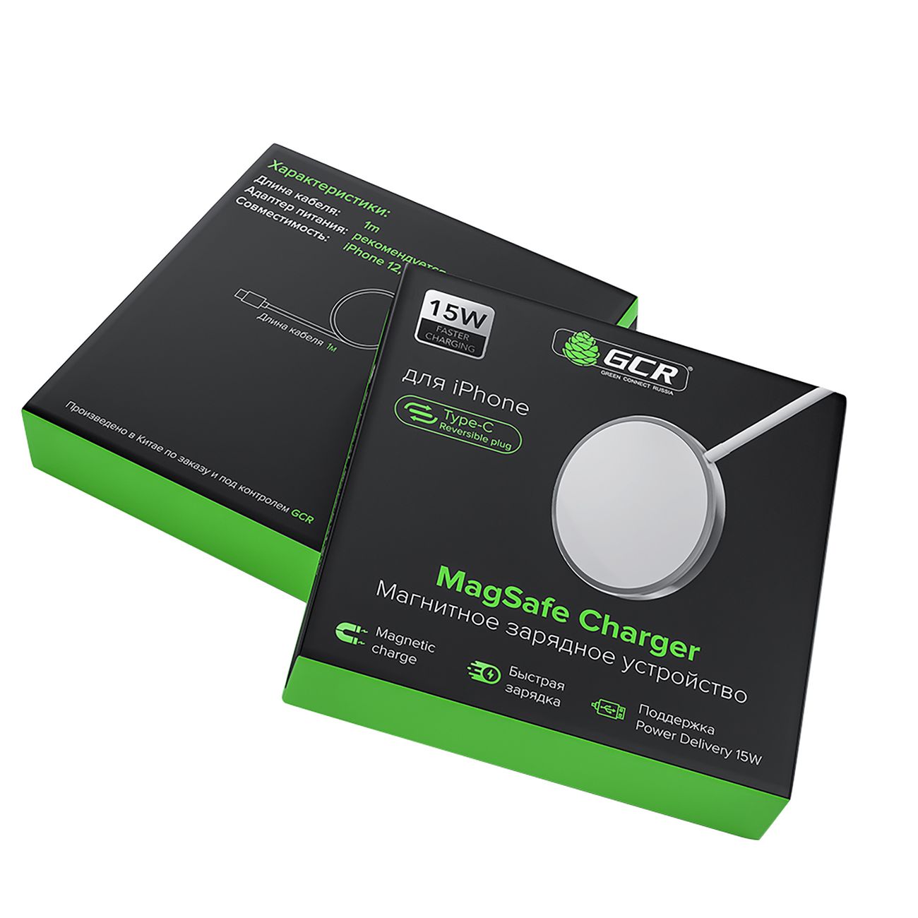 Беспроводное зарядное устройство GCR Для&nbsp;iPhone&nbsp;12,&nbsp;15W,&nbsp;USB&nbsp;TypeC (GCR-52594)