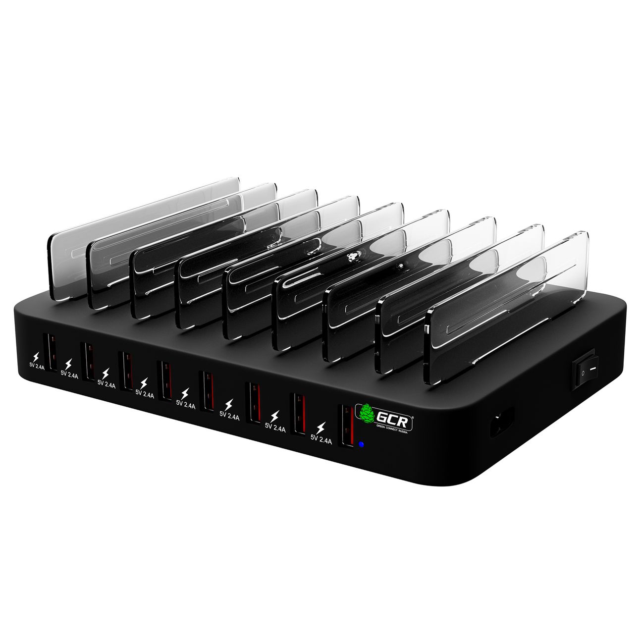 Сетевое зарядное устройство GCR На&nbsp;8&nbsp;USB&nbsp;портов (GCR-8PAUSB) фото