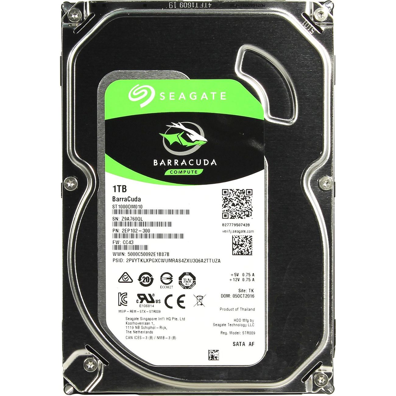 Жесткий диск Seagate Barracuda ST1000DM010, 1ТБ, HDD