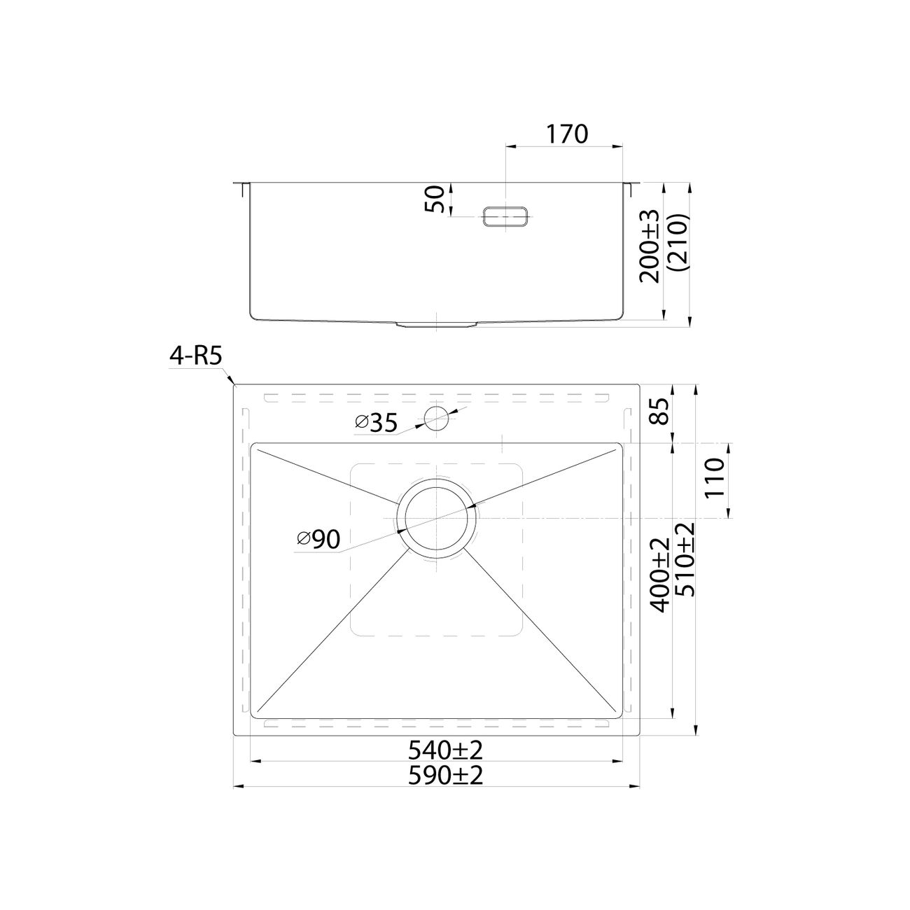 Мойка кухонная Iddis Нержавеющая сталь, 590х510, Haze HAZ59S0i77