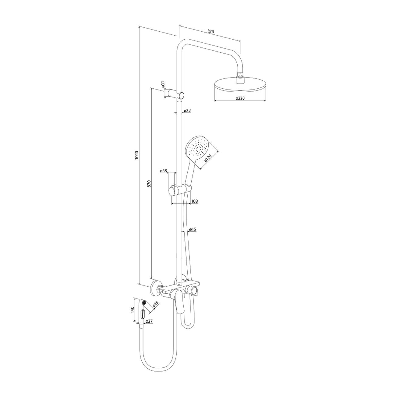 Душевая система Redblu Apollo DX220910300 черный