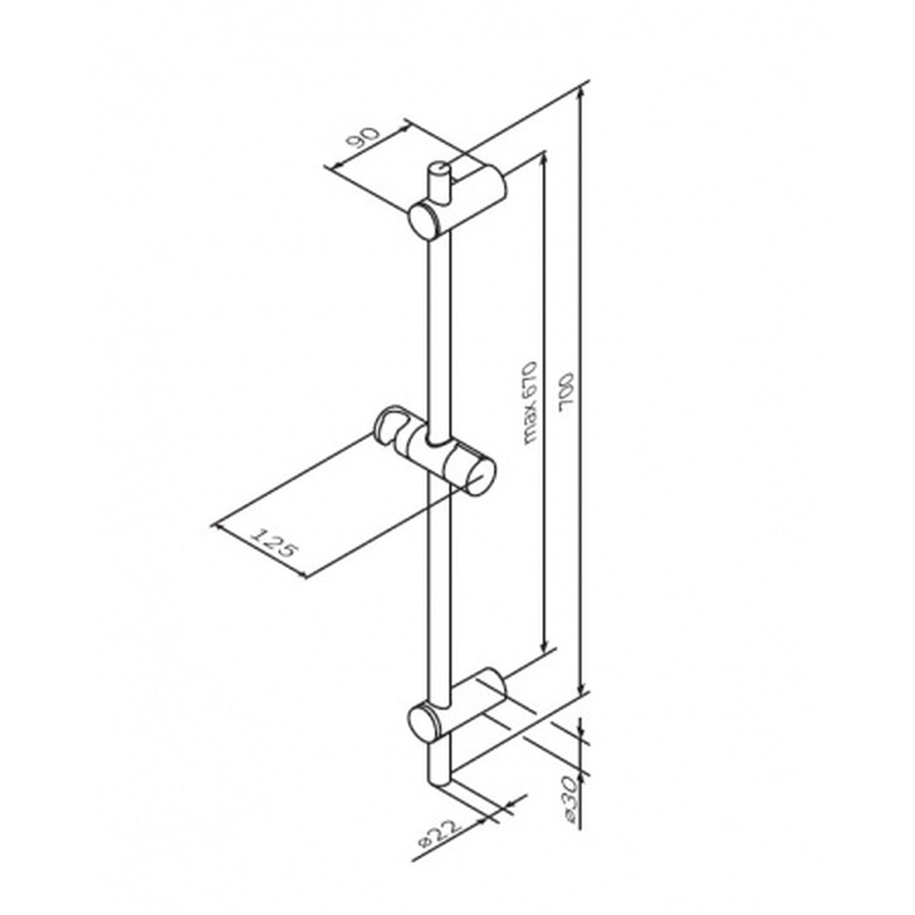 Штанга Am.Pm Gem F0390000 хром