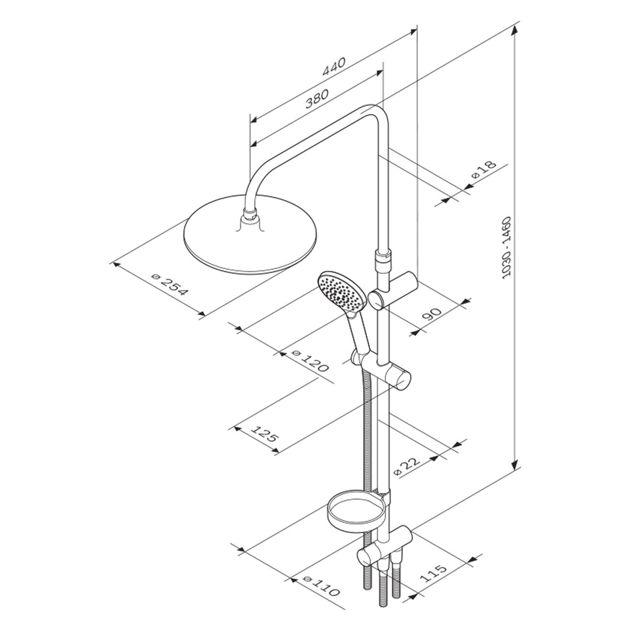 Душевая система Am.Pm Like F0780064 хром