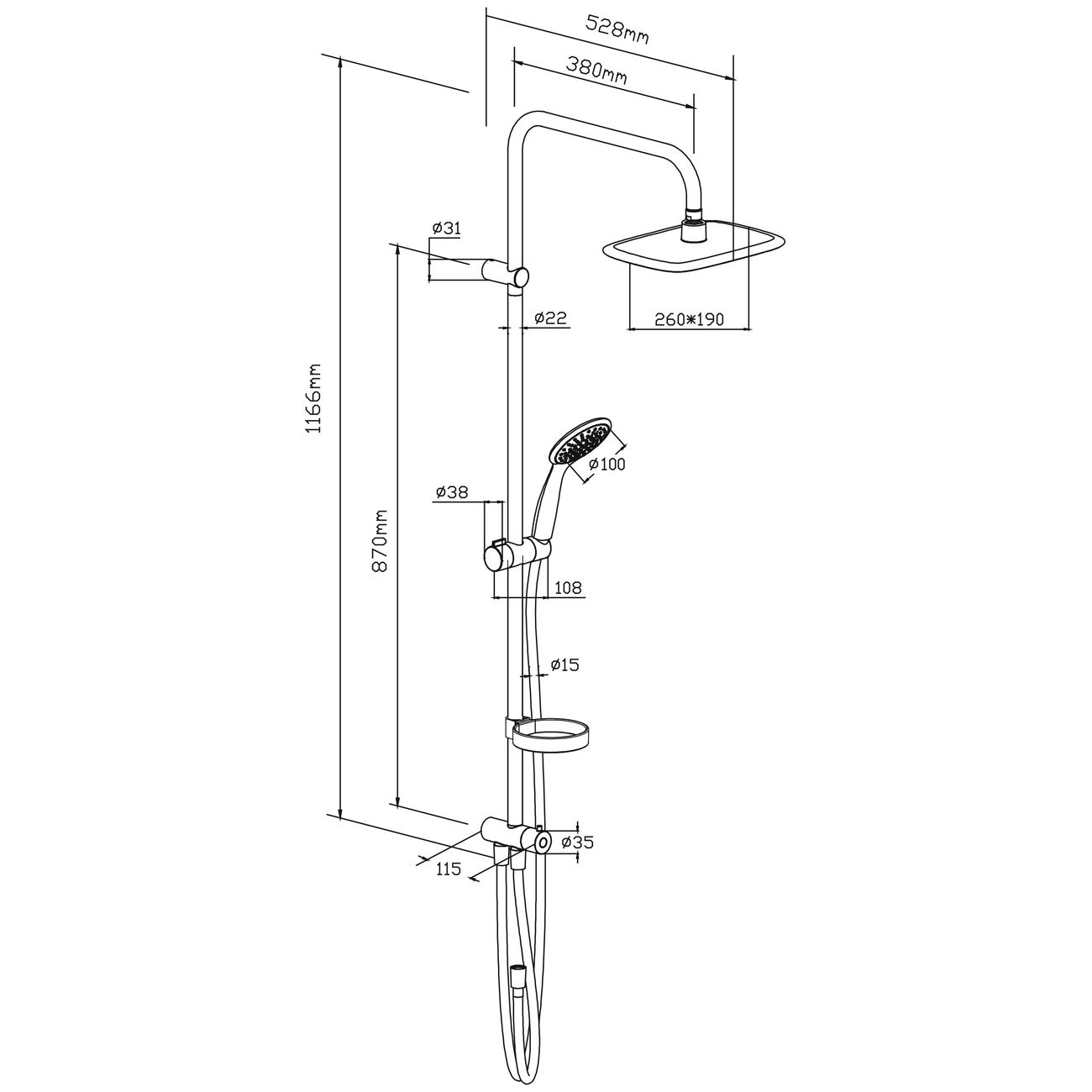 Душевая система Redblu Palace Evo 974200063 хром, серый