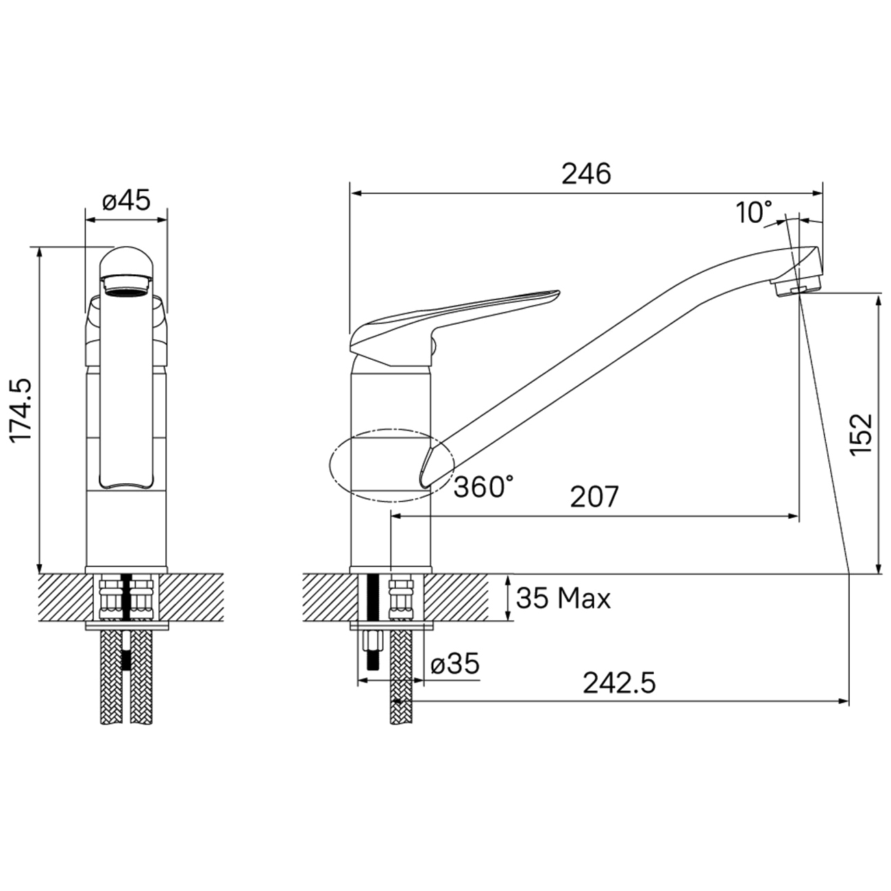 Смеситель Iddis Для кухни, Male MALBL00i05
