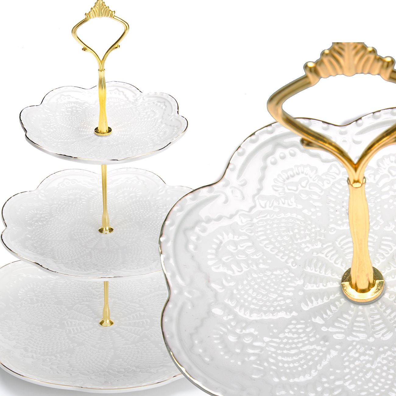 Блюдо сервировочное Loraine 3х ярус ЭЛИС 15-20-26см LR х12 (26513)