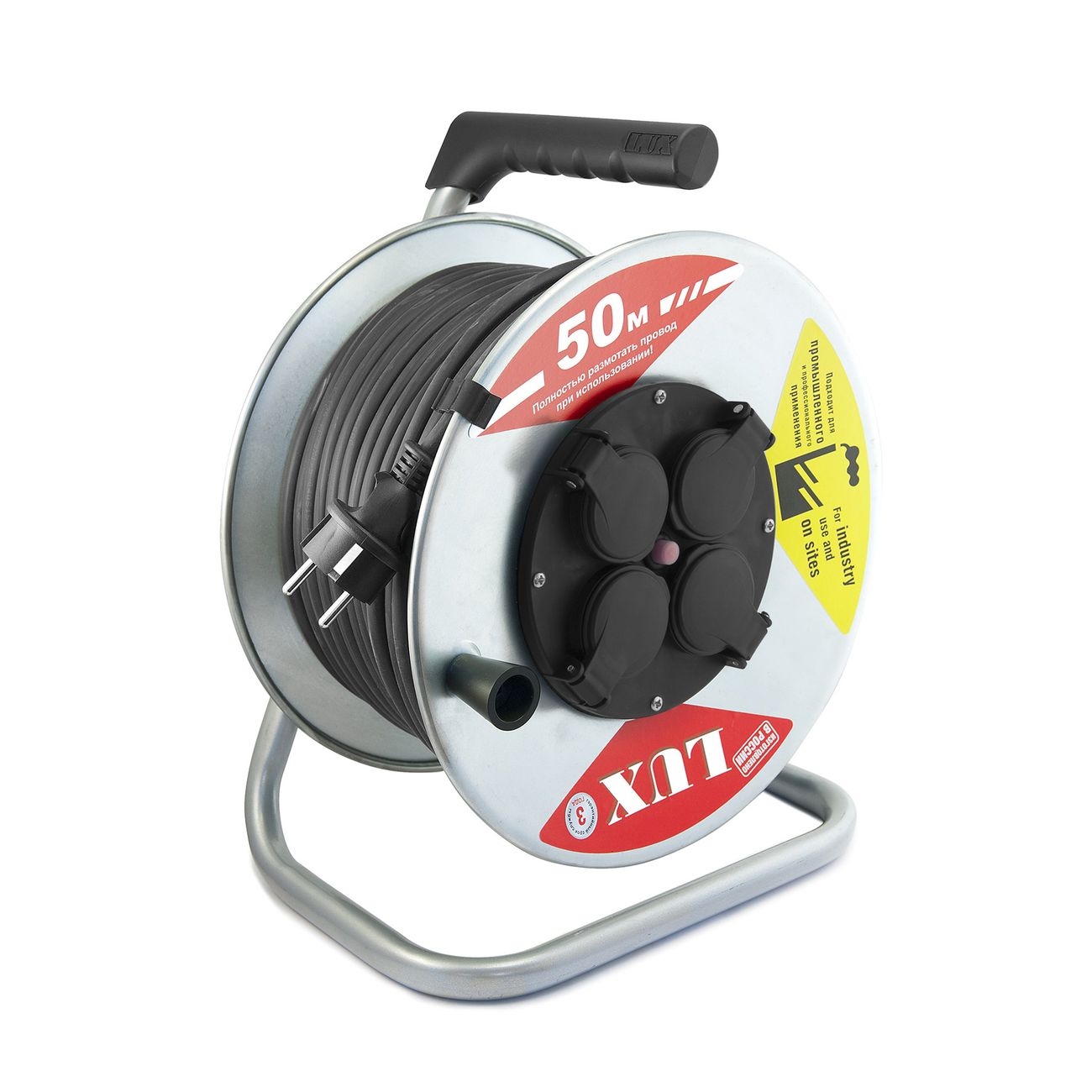 Удлинитель силовой на металлической катушке Lux 54150 К4-Е-50 КГ 3x1.5 50м фото