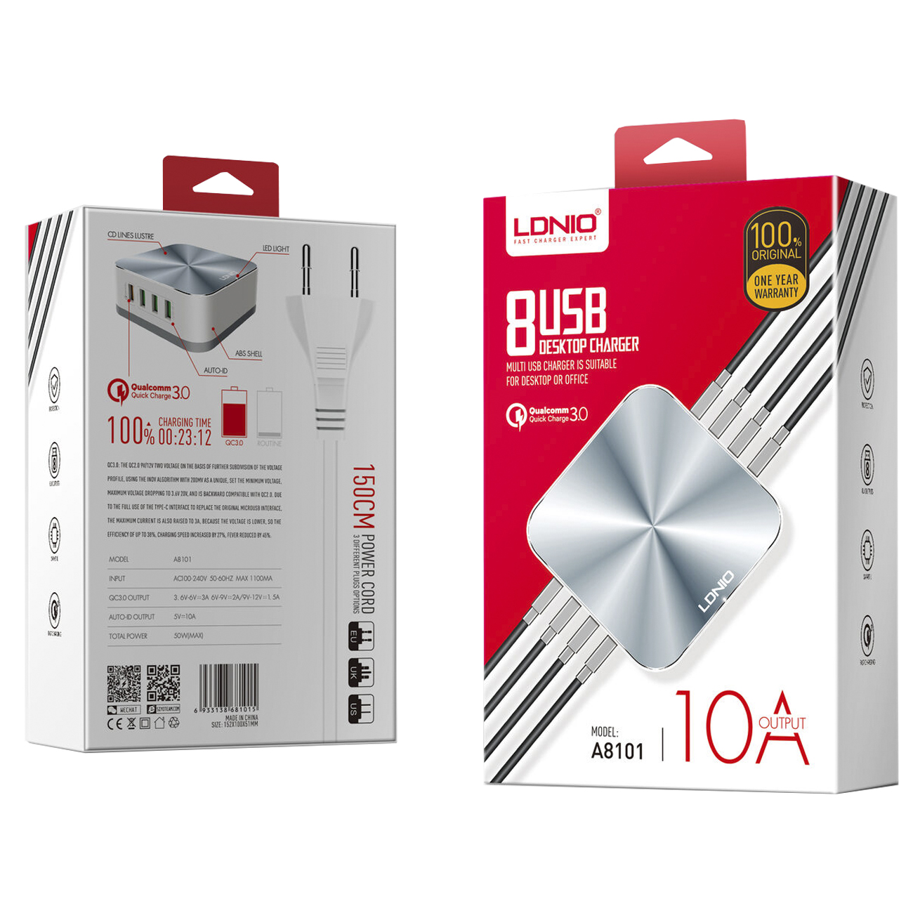 Сетевое зарядное устройство LDNIO A8101 (LD_B4324)