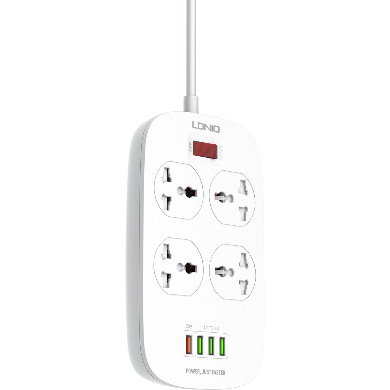 Сетевой фильтр LDNIO SC4407Q White 2м, 4 роз., 4*USB, выкл. (LD_B4435) фото
