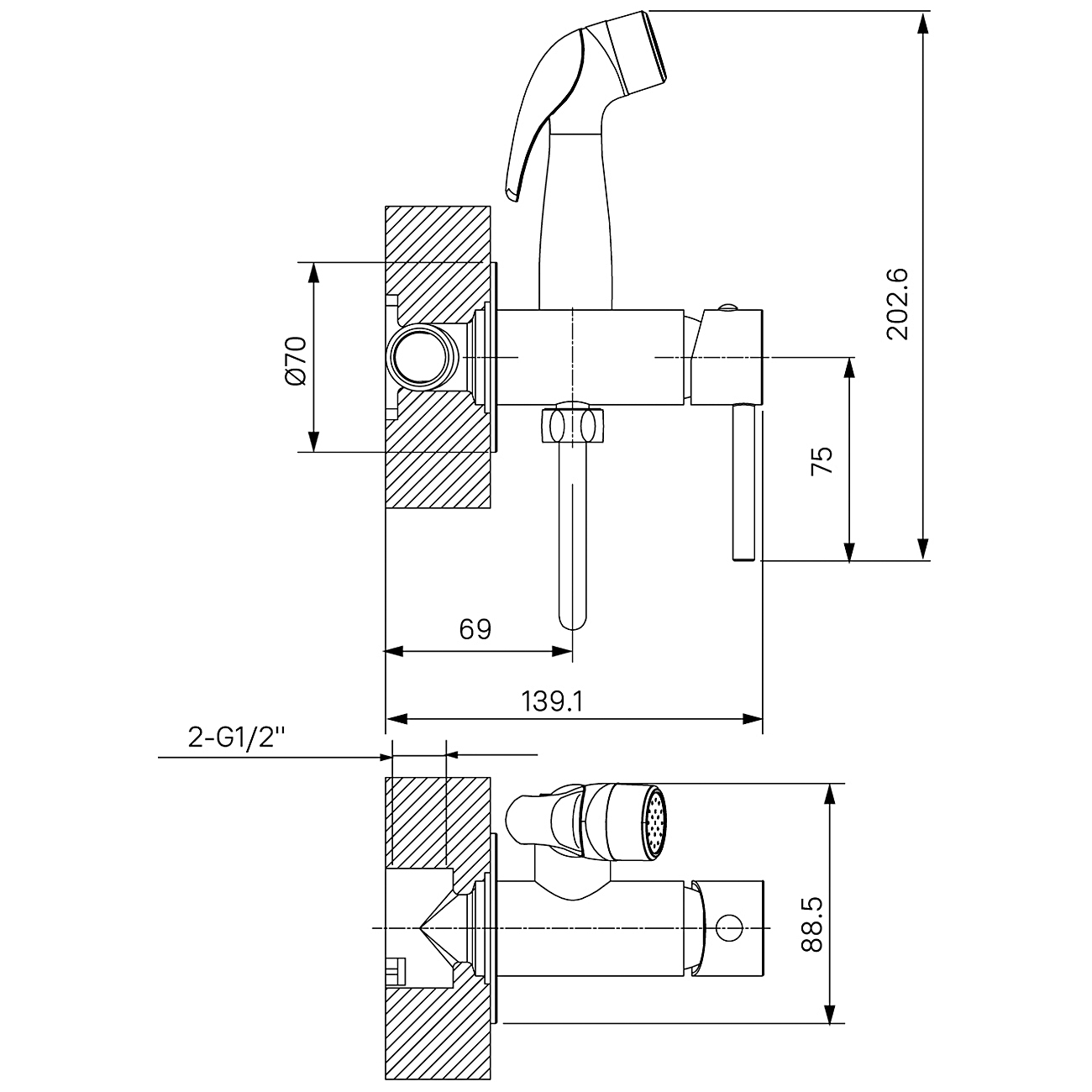 Гигиенический душ Milardo Tidy, белый матовый (001WTR0M08)