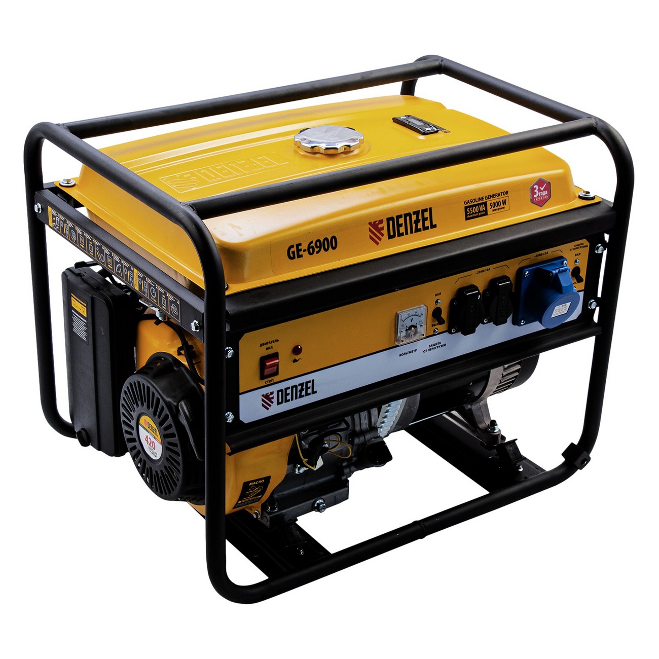 Генератор бензиновый Denzel GE-6900, 5.5 кВт, 25 л (94637) фото