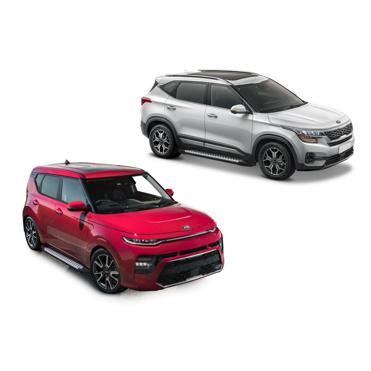 Порог Rival KIA Soul 2019+/Seltos 2019+ черный/ серебристый