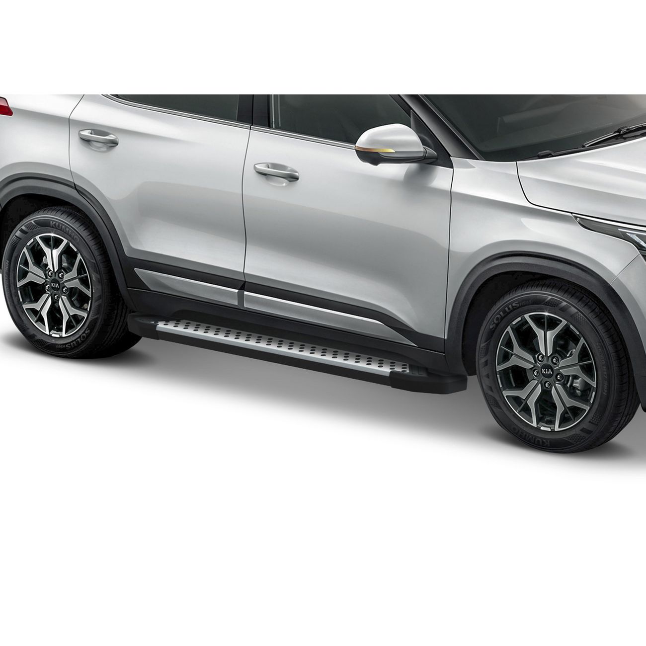 Порог Rival KIA Soul 2019+/Seltos 2019+ черный/ серебристый