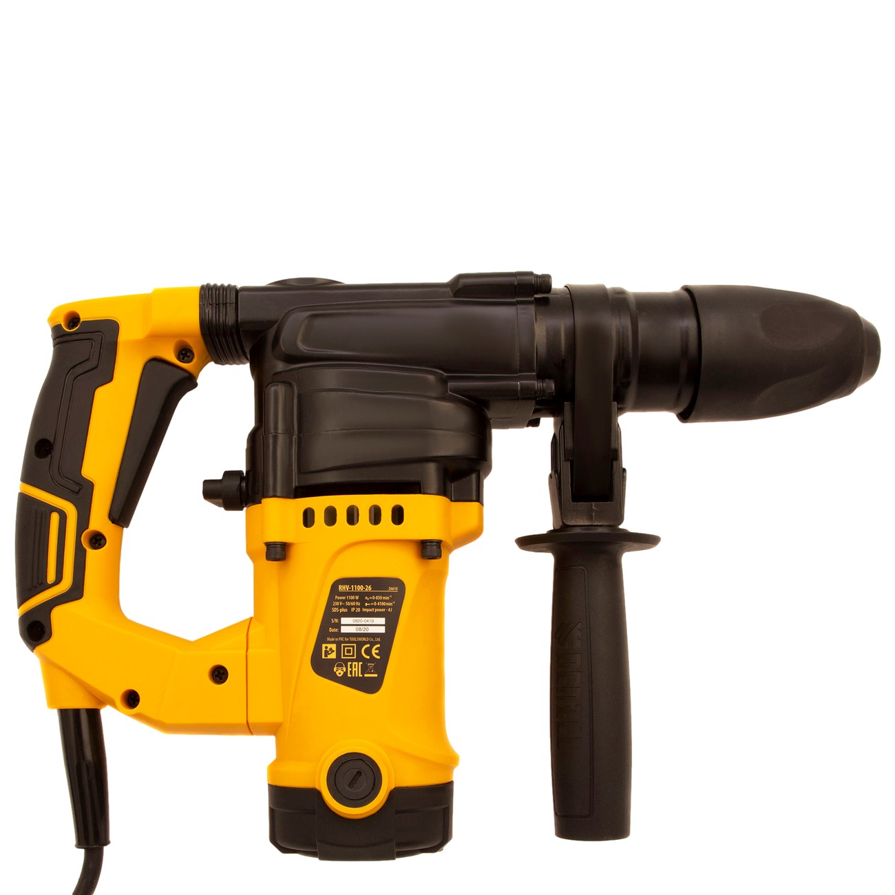 Перфоратор электрический Denzel RHV-1100-26, SDS-plus, 1100Вт, 4Дж, 3 режима (26610)