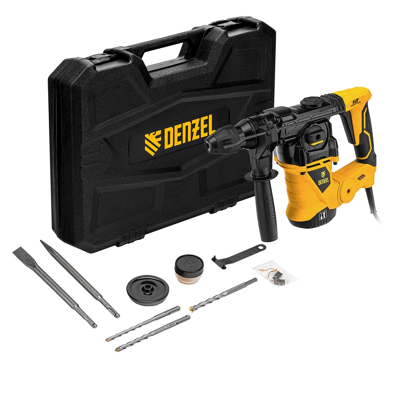 Перфоратор электрический Denzel RHV-1250-30, SDS-plus, 1250 Вт, 5 Дж, 3 плюс 1 режим (26612)