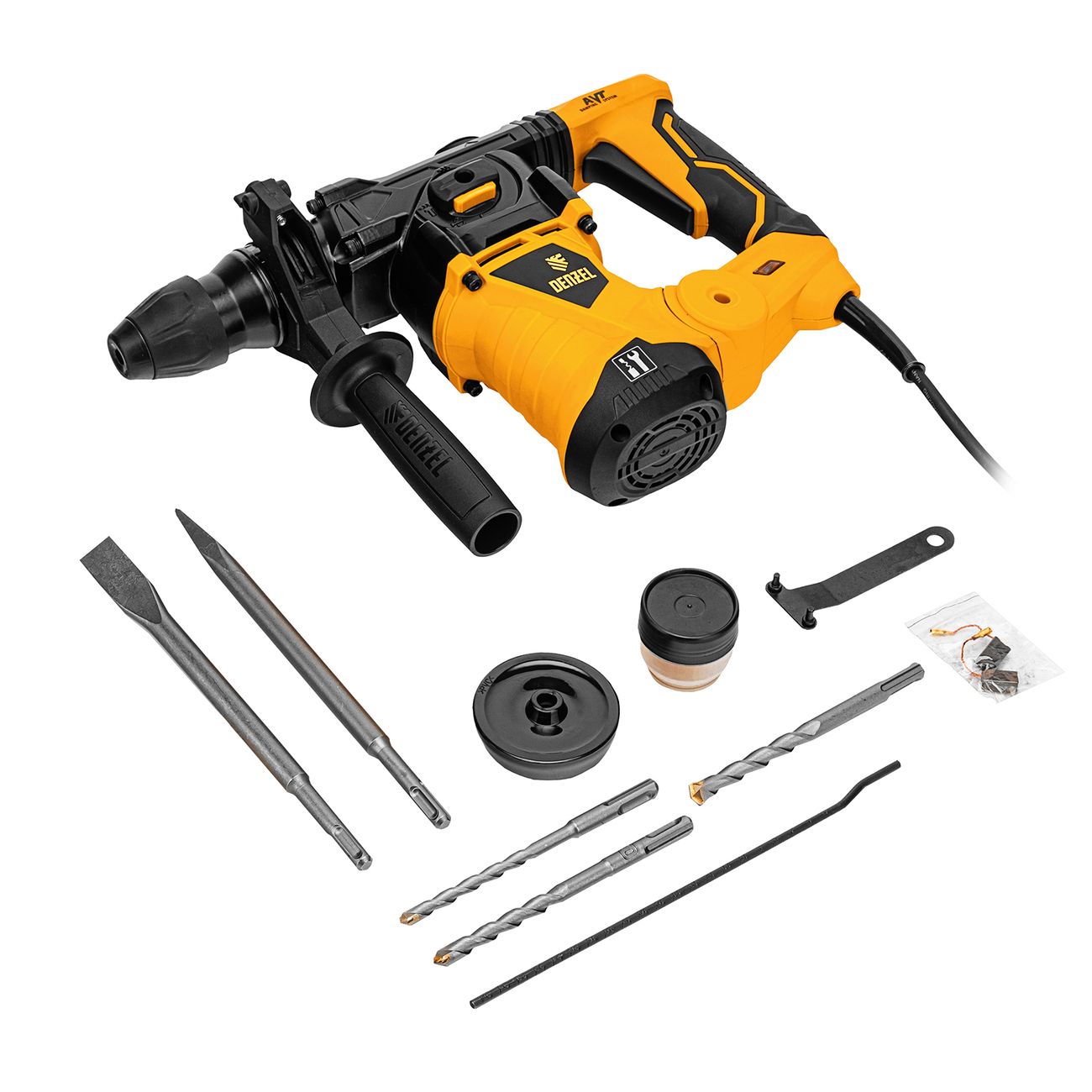 Перфоратор электрический Denzel RHV-1250-30, SDS-plus, 1250 Вт, 5 Дж, 3 плюс 1 режим (26612)