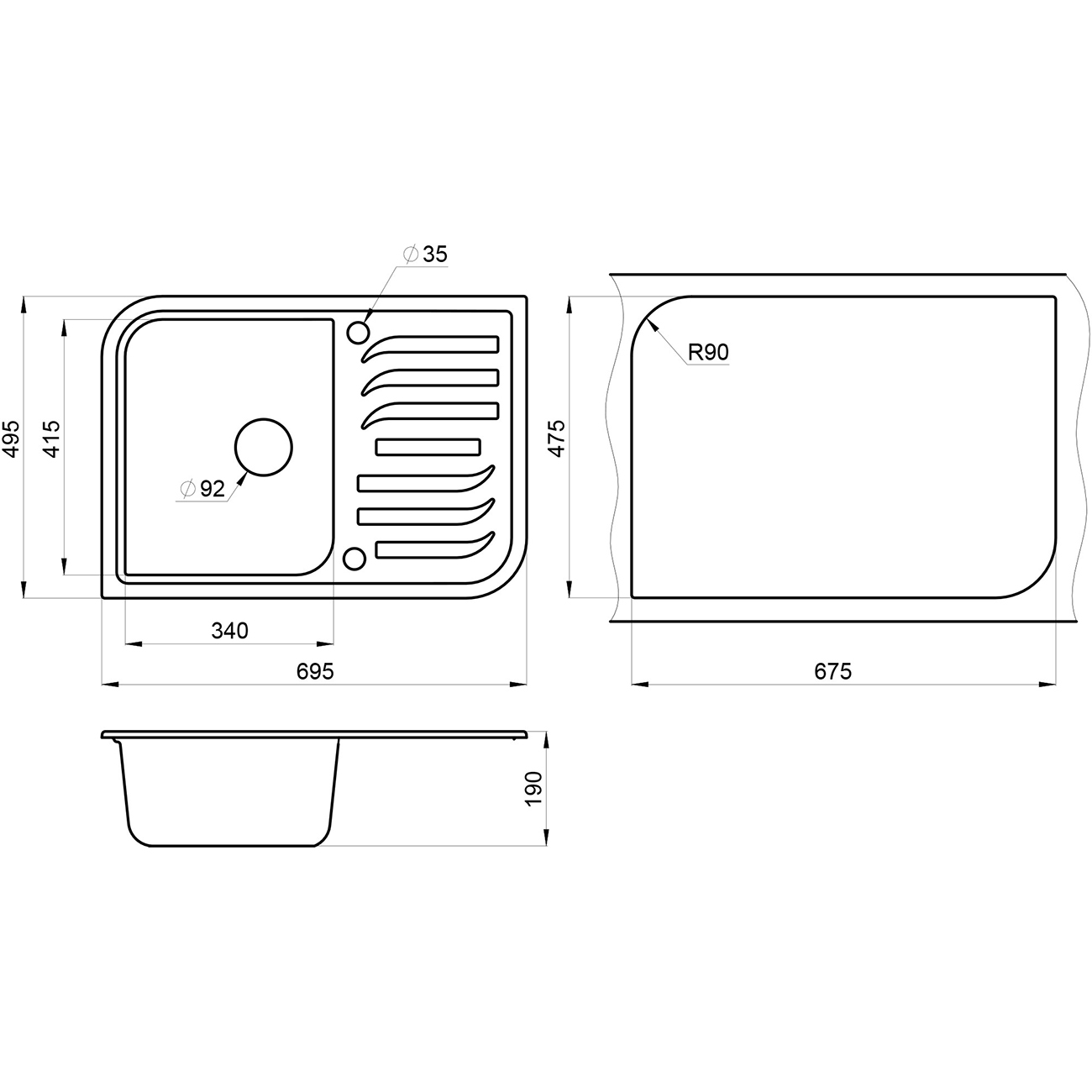 Мойка кухонная Granula GR-7001 Пирит