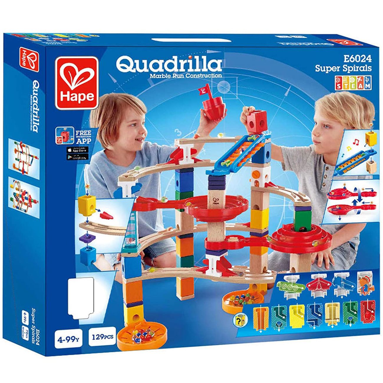 Конструктор детский Hape Супер спираль с шариком и ксилофоном (E6024_HP)