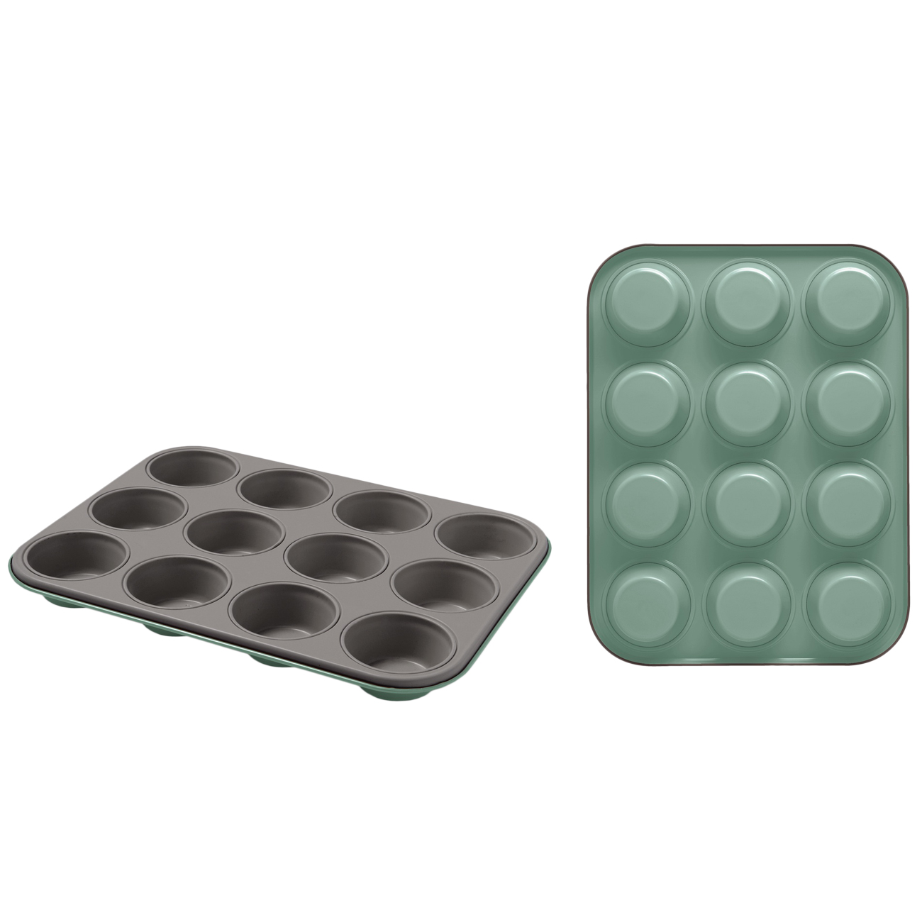 Форма для выпекания (металл) Guardini Bon Ton для 12 маффинов зеленая 35x27 см