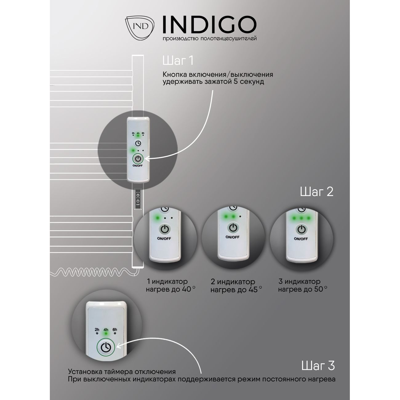 Полотенцесушитель электрический Indigo LСLTE100-50WMRt