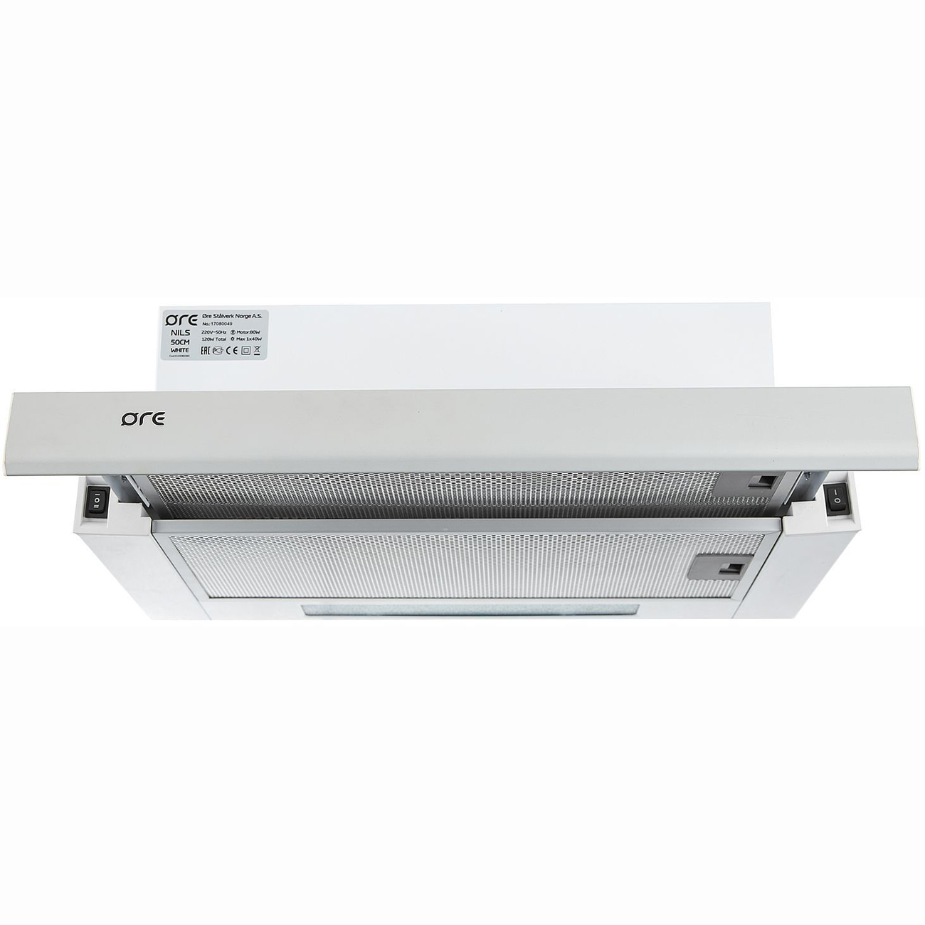 Вытяжка встраиваемая в шкаф ORE NILS 50 белый