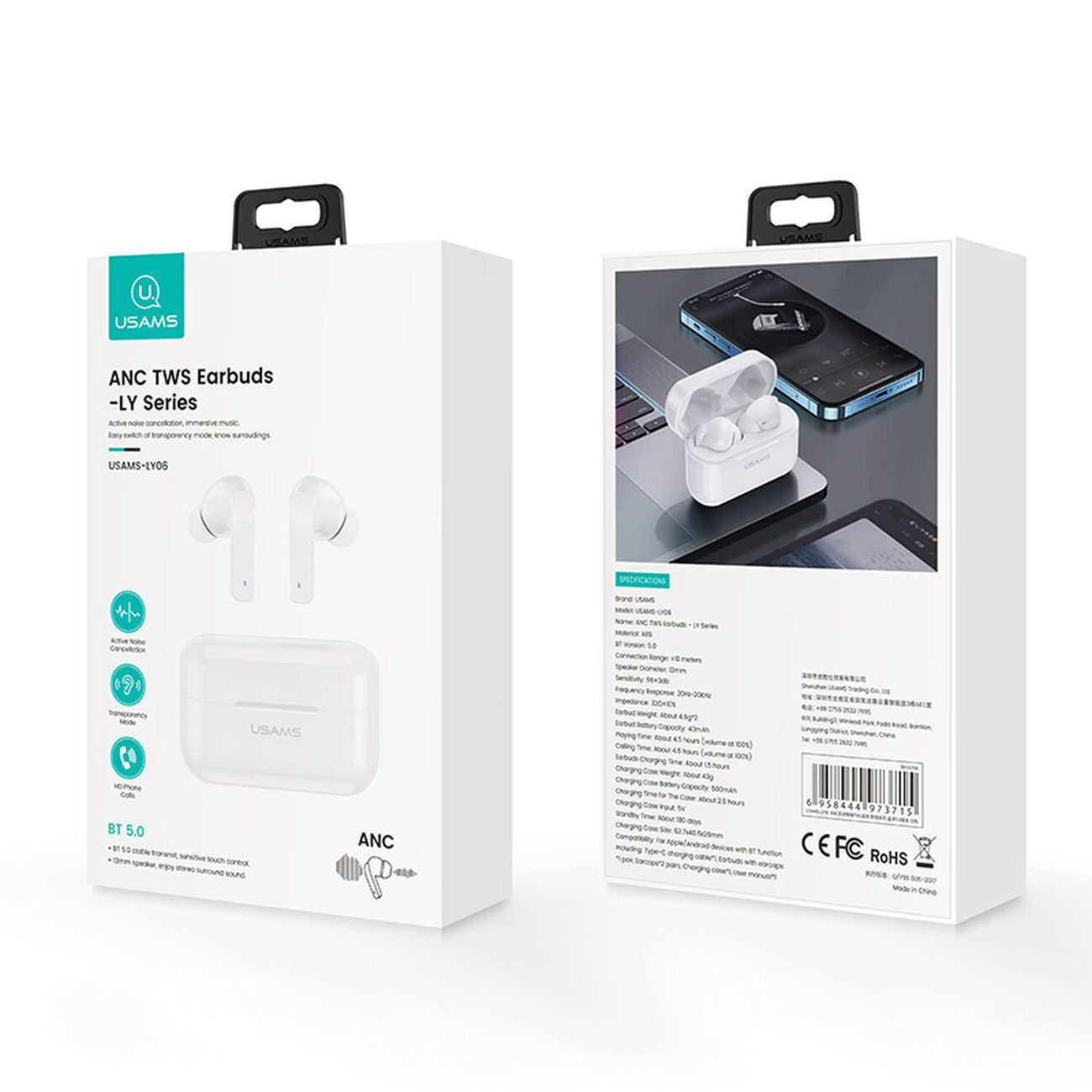 Наушники True Wireless Usams USAMS-LY06 белые (BHULY06)