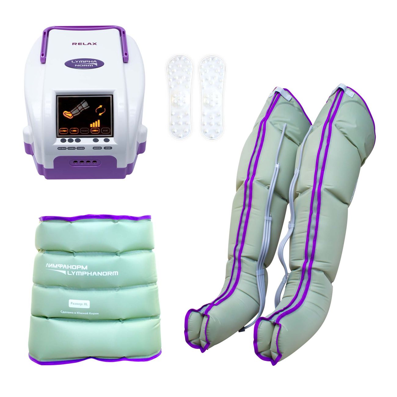 Аппарат для прессотерапии LymphaNorm Relax + 2 манжеты для ног, L + манжета-пояс, XL фото