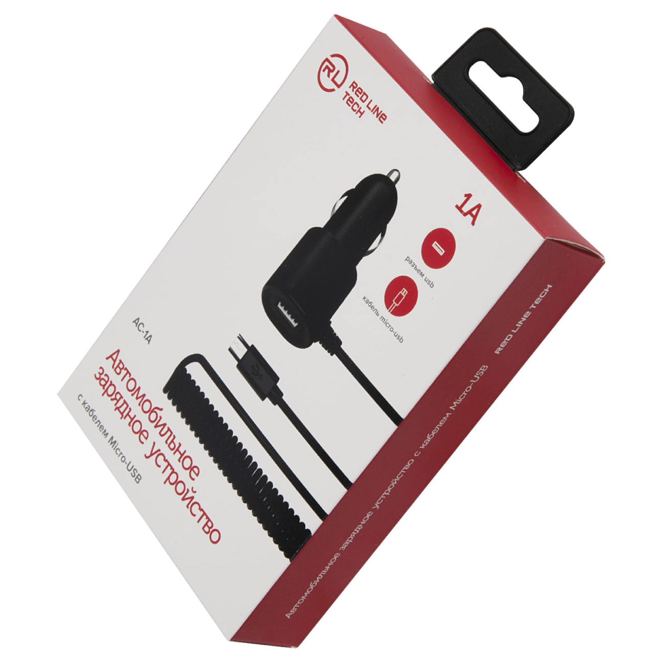 Автомобильное зарядное устройство Red Line Tech 1 USB AC-1A 1A microUSB черный