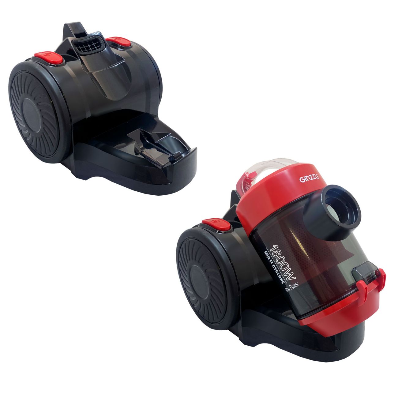 Пылесос с контейнером для пыли Ginzzu VS427 циклонный Black/красный