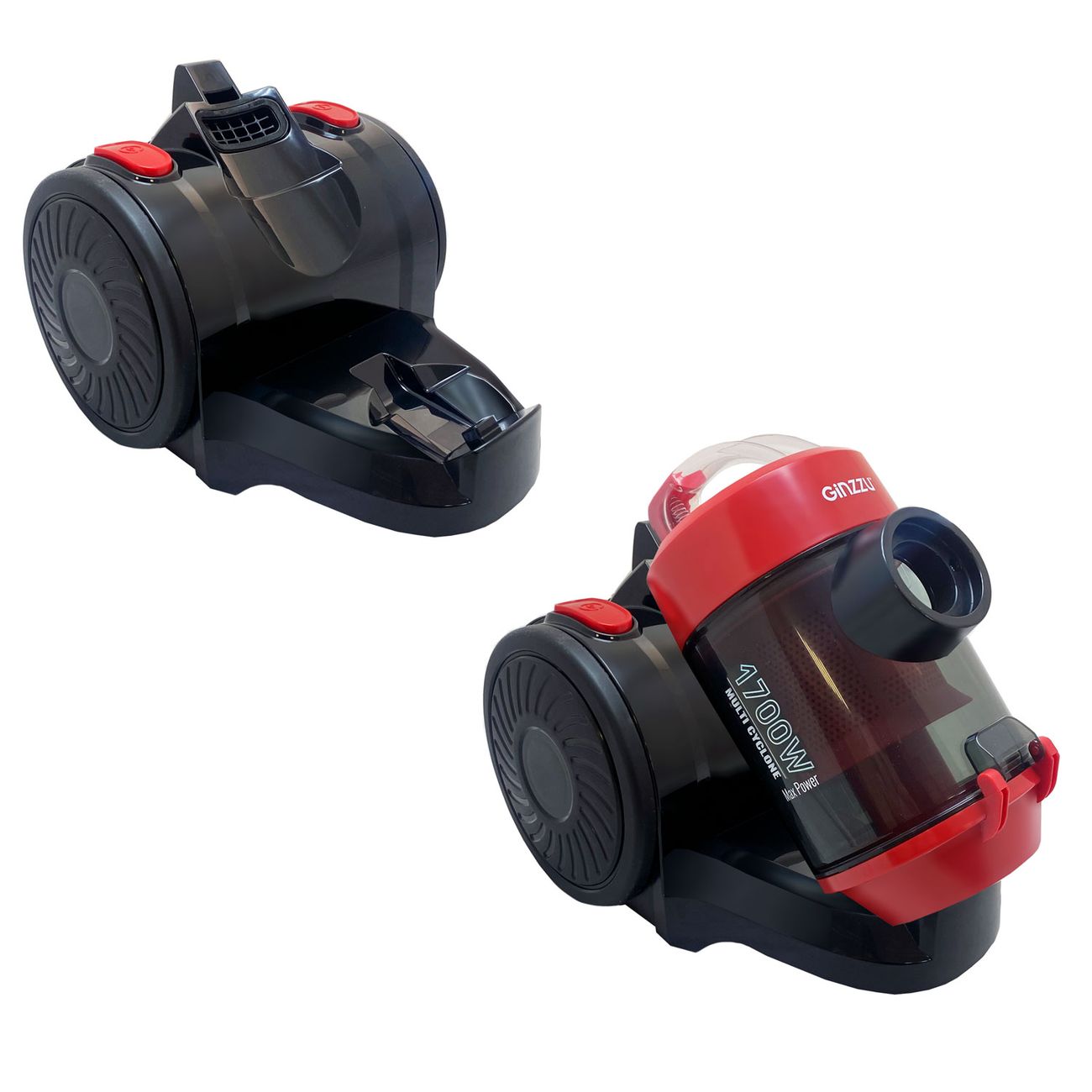 Пылесос с контейнером для пыли Ginzzu VS428 циклонный Black/красный