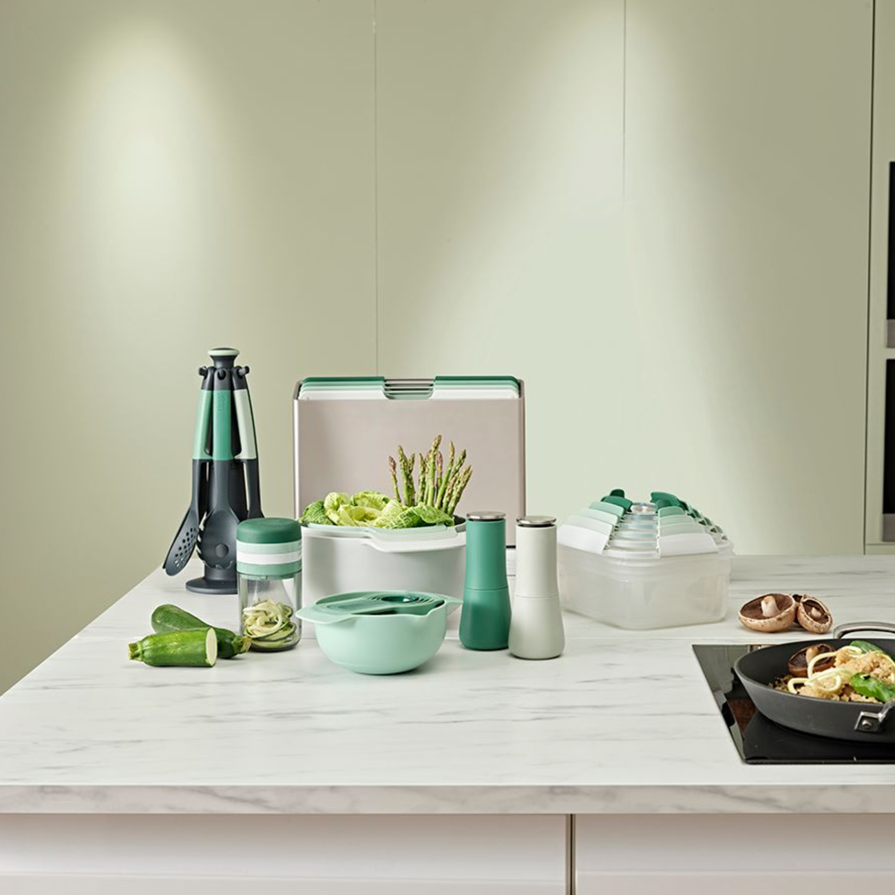 Набор кухонных принадлежностей Joseph Joseph Nest 9 Plus зеленый 9 пред. (40112)