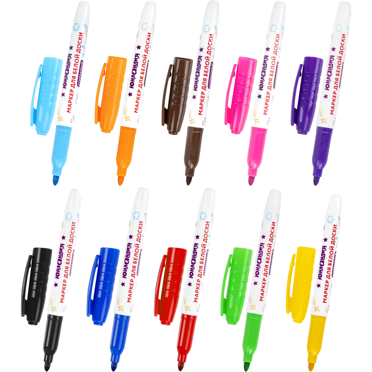 Маркер стираемый для доски Юнландия 10цв.(152100)
