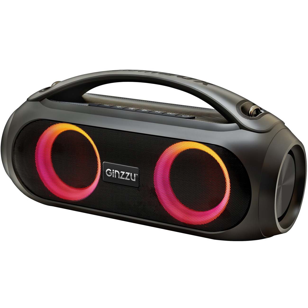 Беспроводная акустика Ginzzu 20W/TWS/IPX5/FM/USB/AUX/RGB (GM-904B)