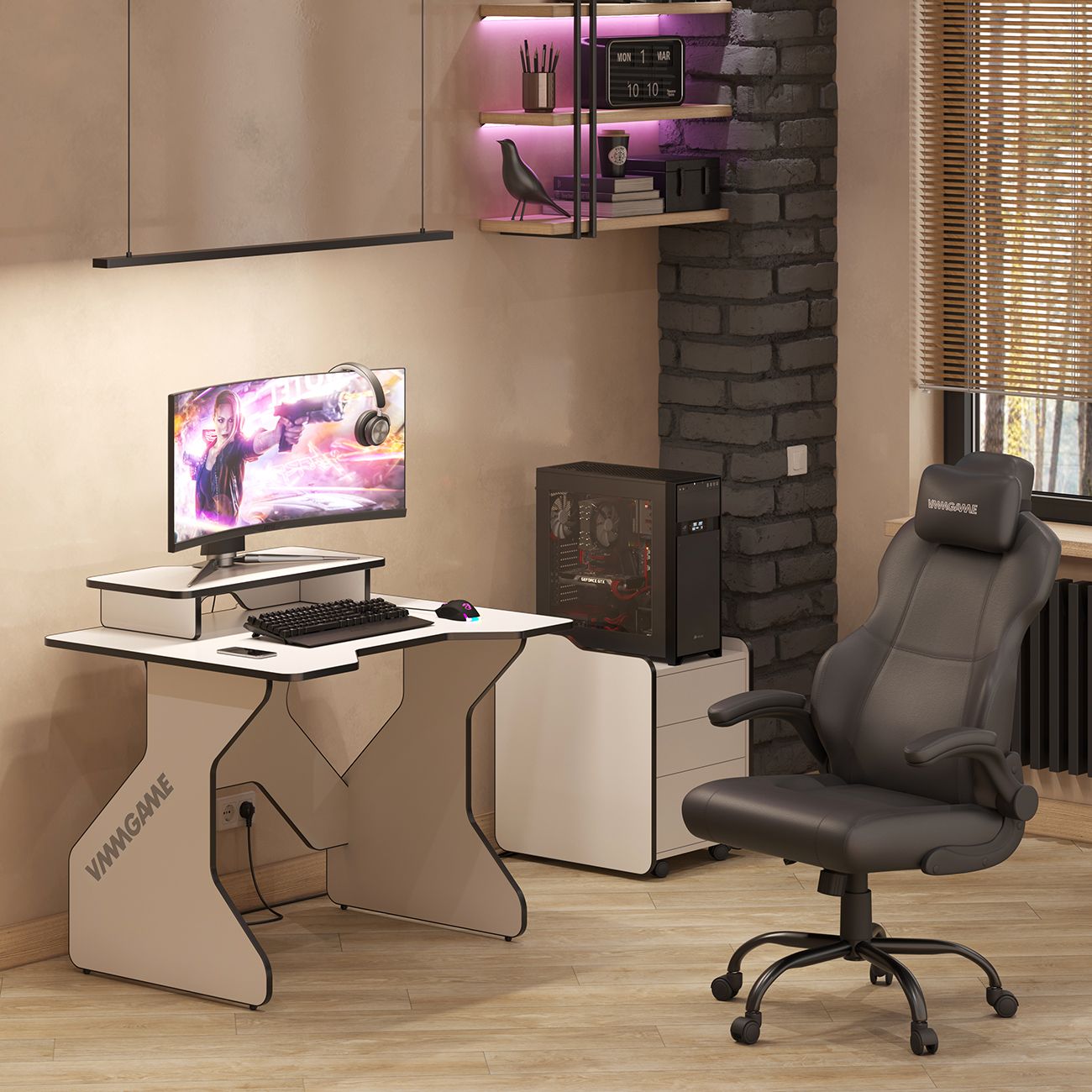 Стол компьютерный игровой VMMGAME ONE 100 WHITE BLACK (TL-1-WEBK)