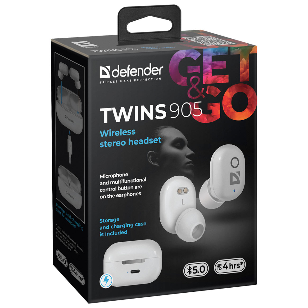 Наушники True Wireless Defender Twins 905 белый, TWS, Bluetooth (63906)