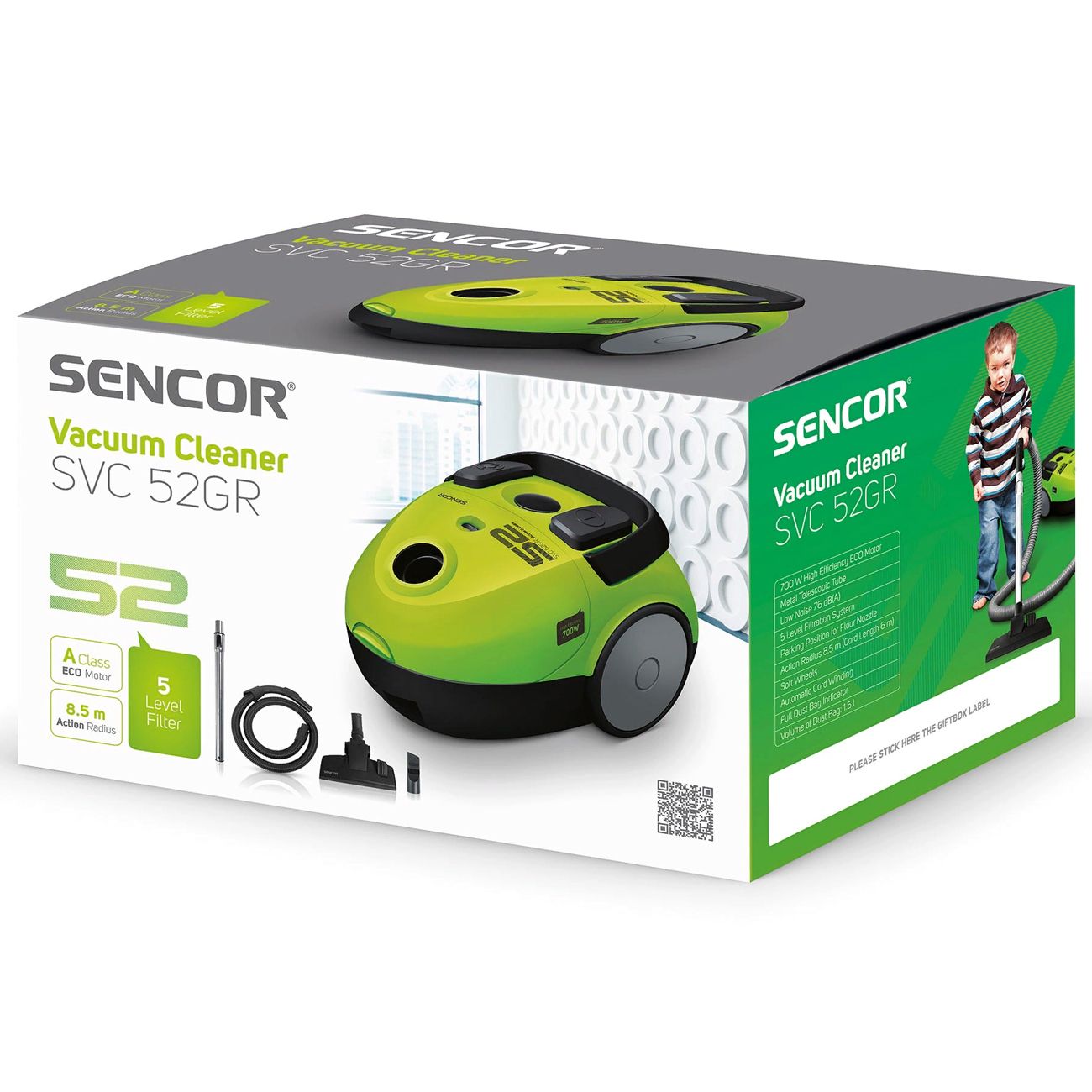 Пылесос с пылесборником Sencor SVC 52GR