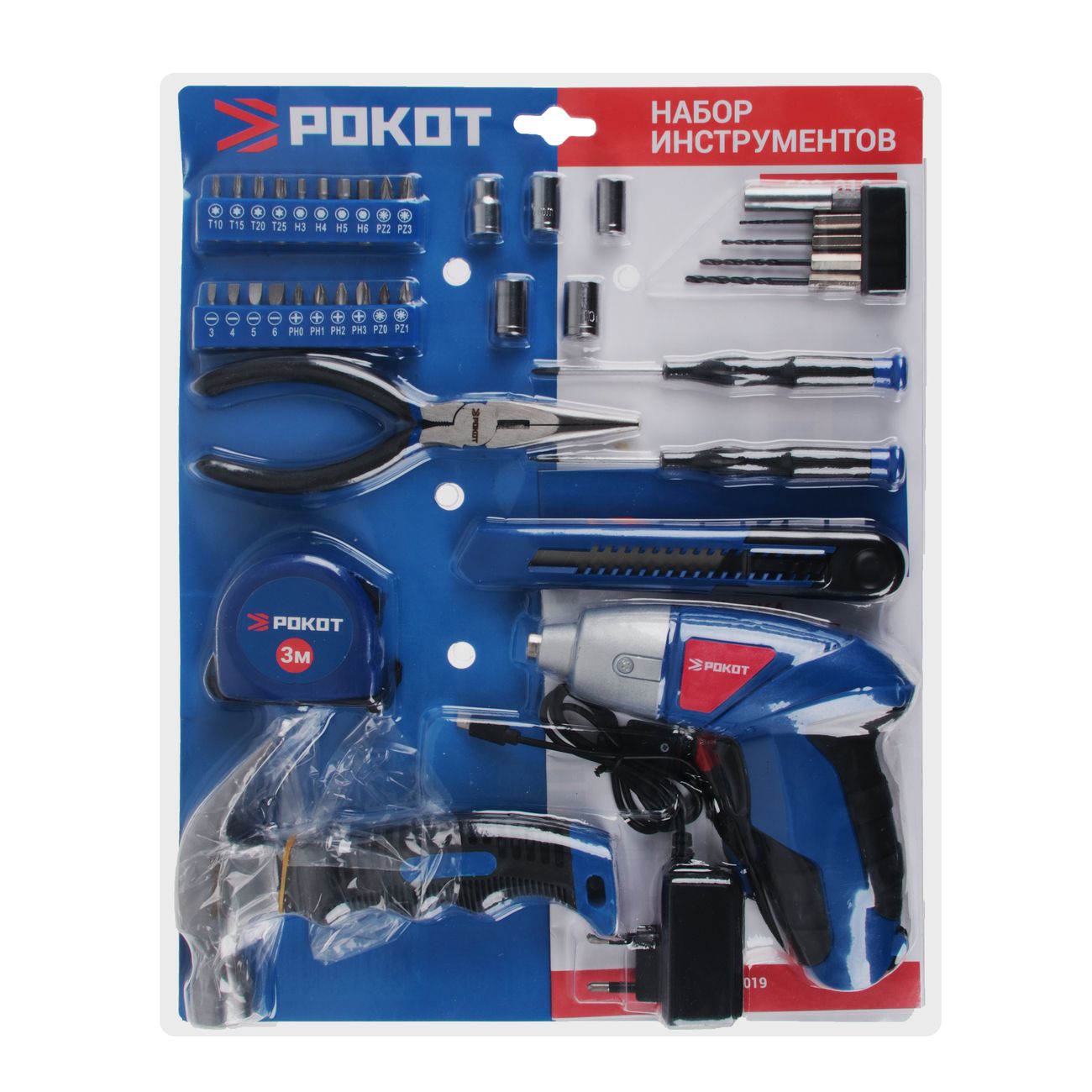Набор РОКОТ "Умелец": Отвертка аккумуляторная 3,6 В с набором инструмента, 38 предметов (693-019)