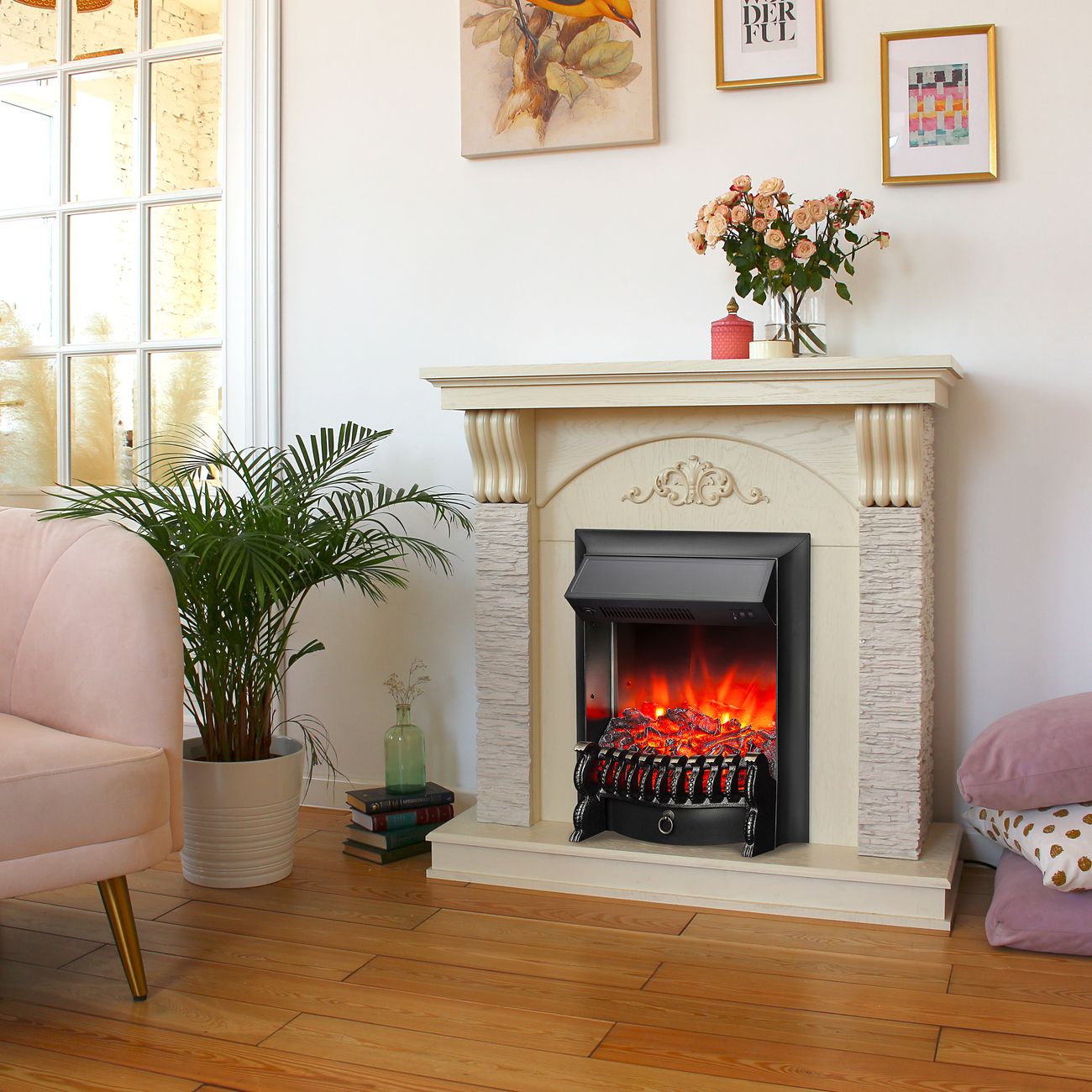 Электрокамин RealFlame Corfino STD/EUG WT+FOBOS-S BL