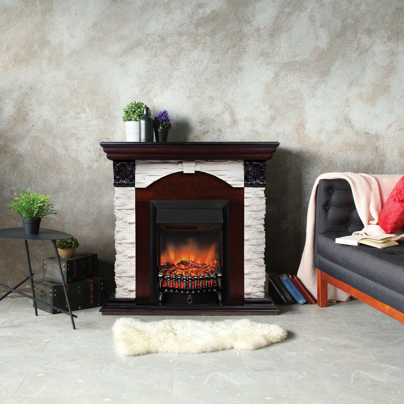 Электрокамин RealFlame Dublin LUX STD/EUG/24 AO+FOBOS-S BL