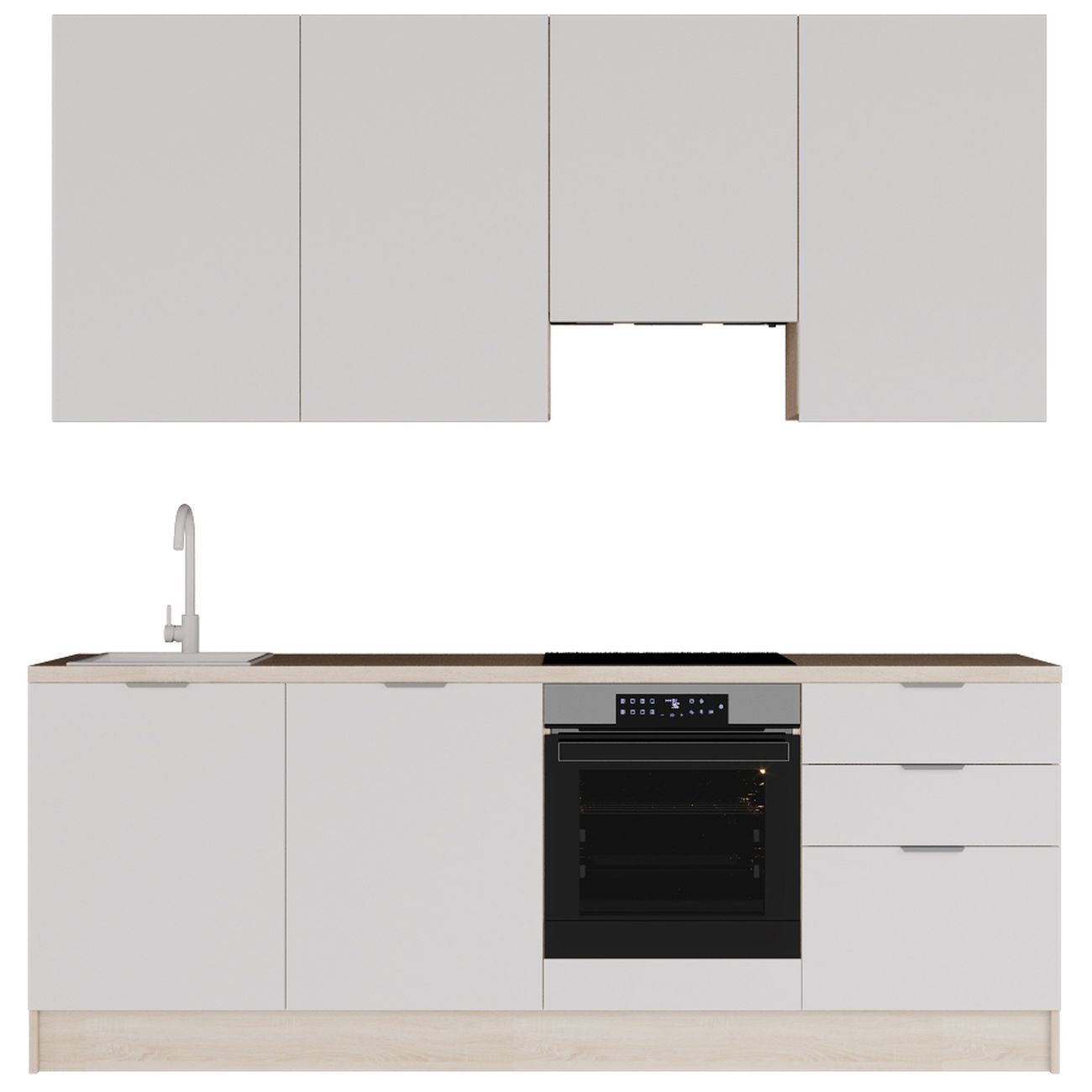 Кухня модульная GoodLine 2400L с левой столешницей 240 см, сонома/белый лак