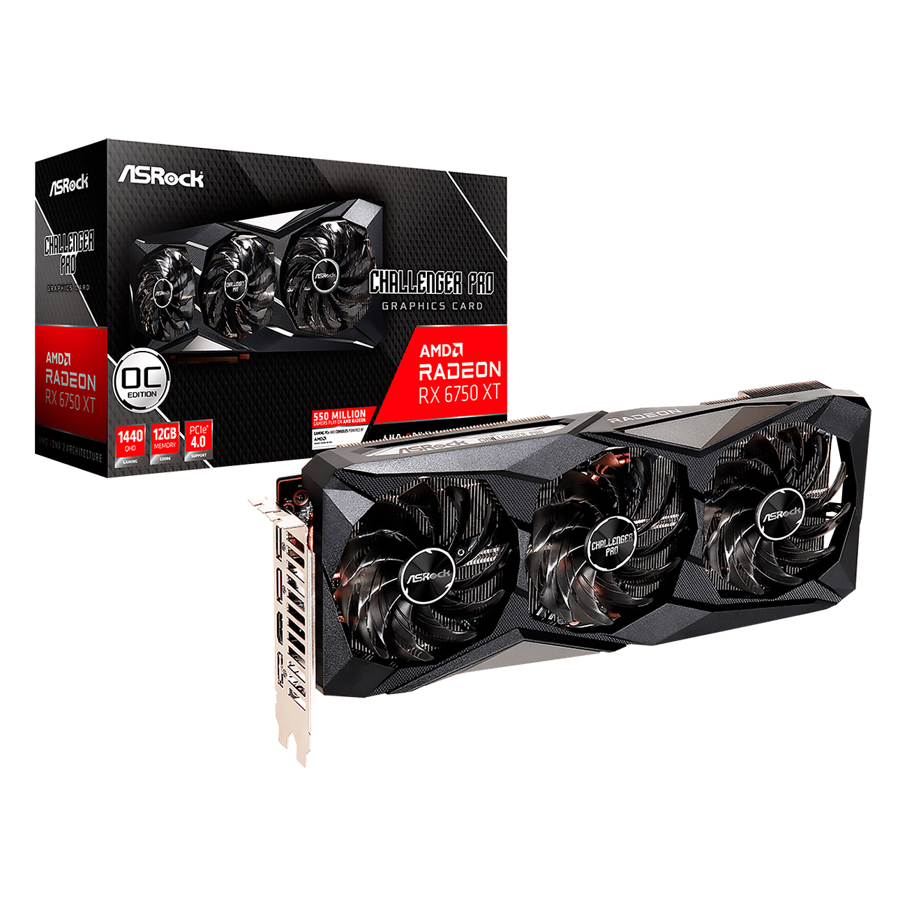 Видеокарта ASRock RX6750XT Challenger Pro 12GB OC