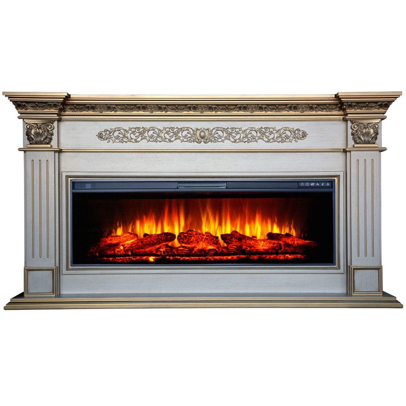 Камин электрический Inter Flame Елизавета Бежевый с золотой патиной с очагом Freespace 40