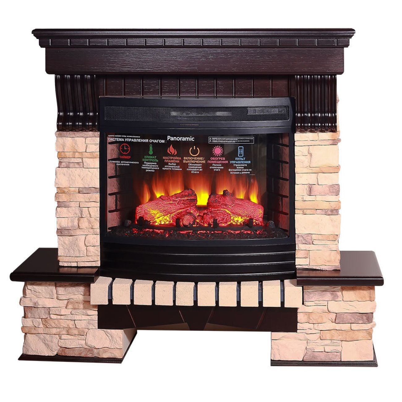 Камин электрический Inter Flame Экстер Прованс Темный Дуб с очагом Panoramic 25
